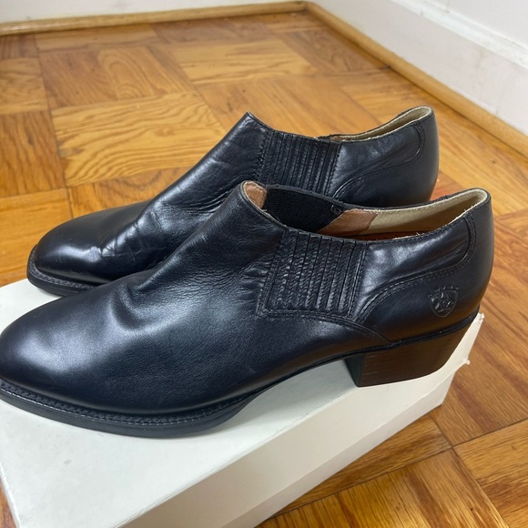 Ariat | Black Western Leather Square Toe Ankle Booties Size 9.5 - Picture 2 of 8